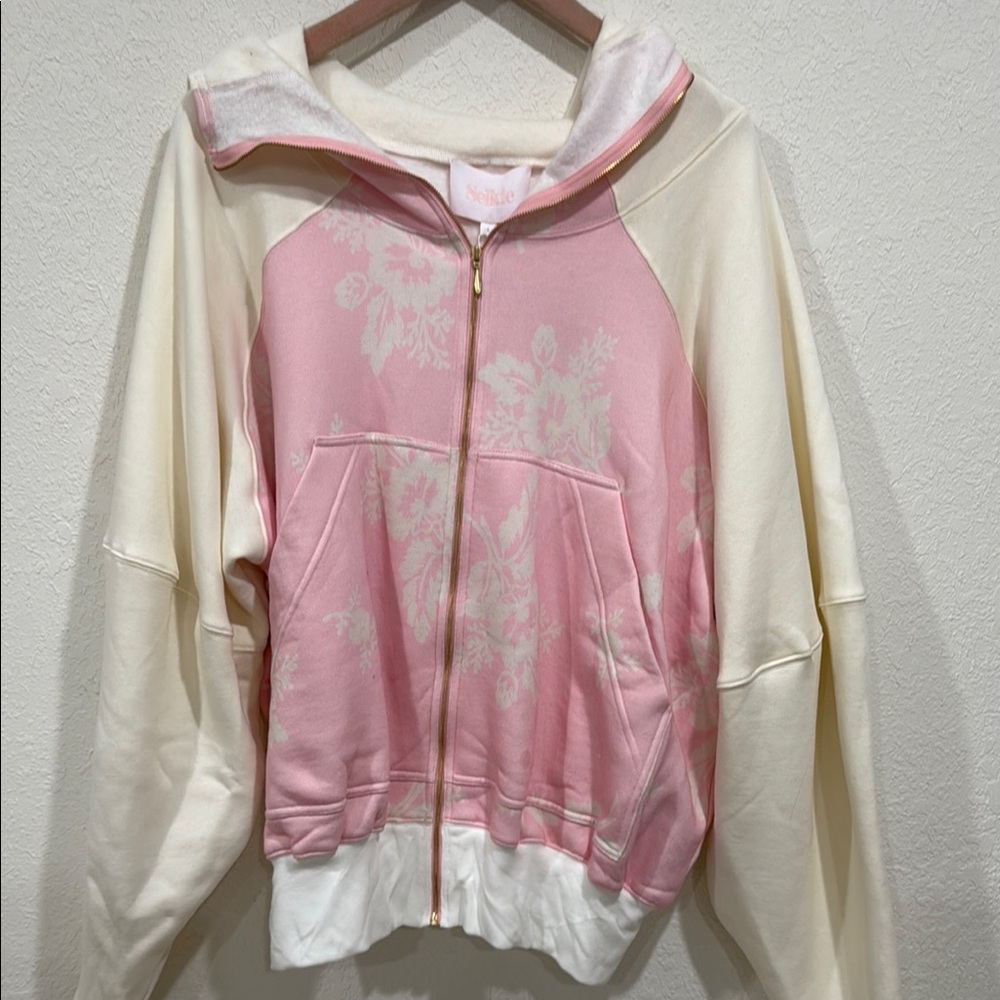 Selkie Pink Brooklyn Zip Up Maui print never worn size Small